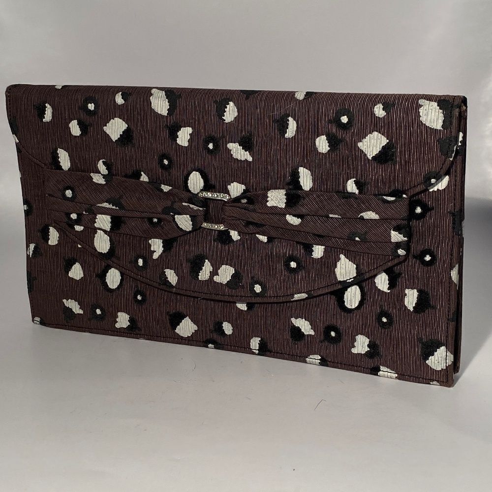 1362 Vintage !940’s Mr. stanley Clutch Purse Rhinestone Buckle Original Mirror